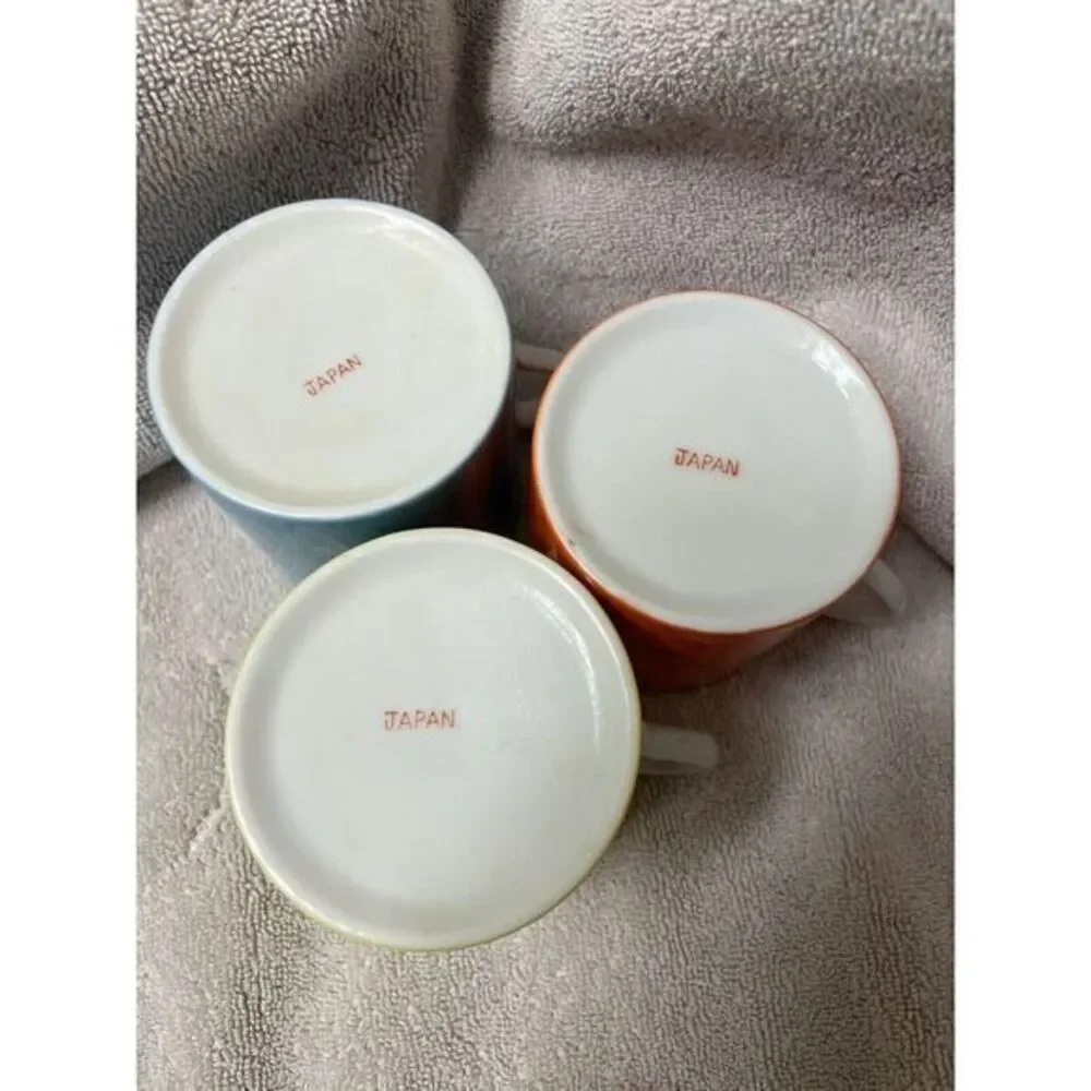 Vintage Made In Japan Colorful Cups Set‎ Of 3